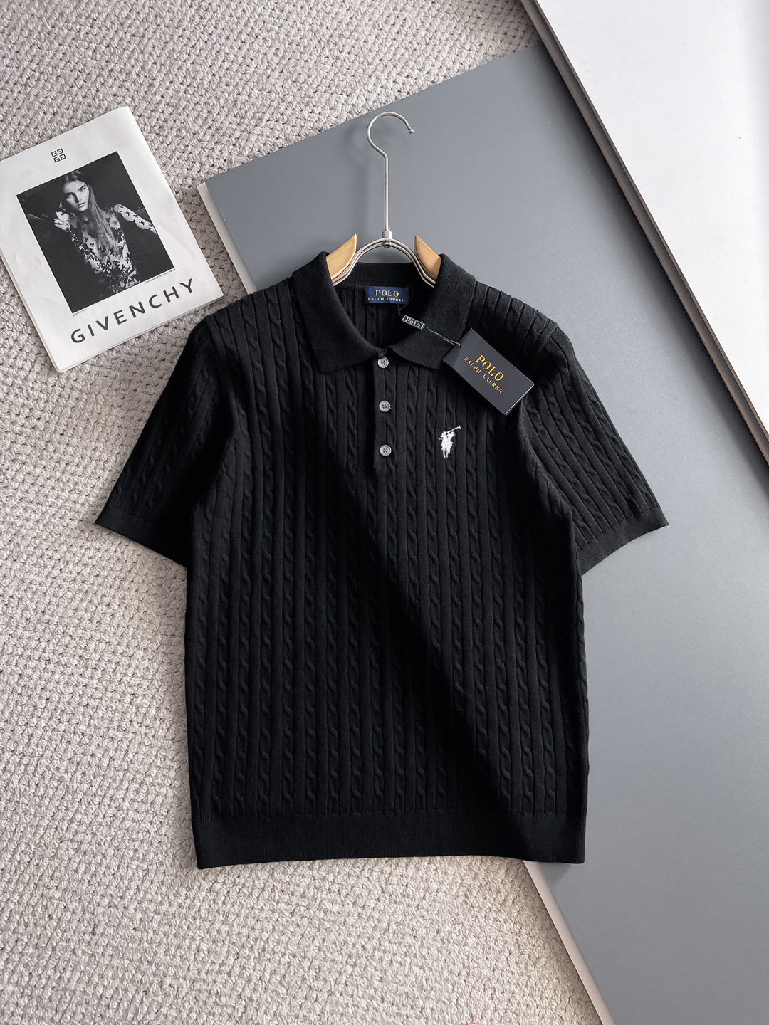 Polo Ralph Lauren Men's Black Cable-Knit Short-Sleeve Polo Shirt 2 cmp i1748623008958 7187 0 0