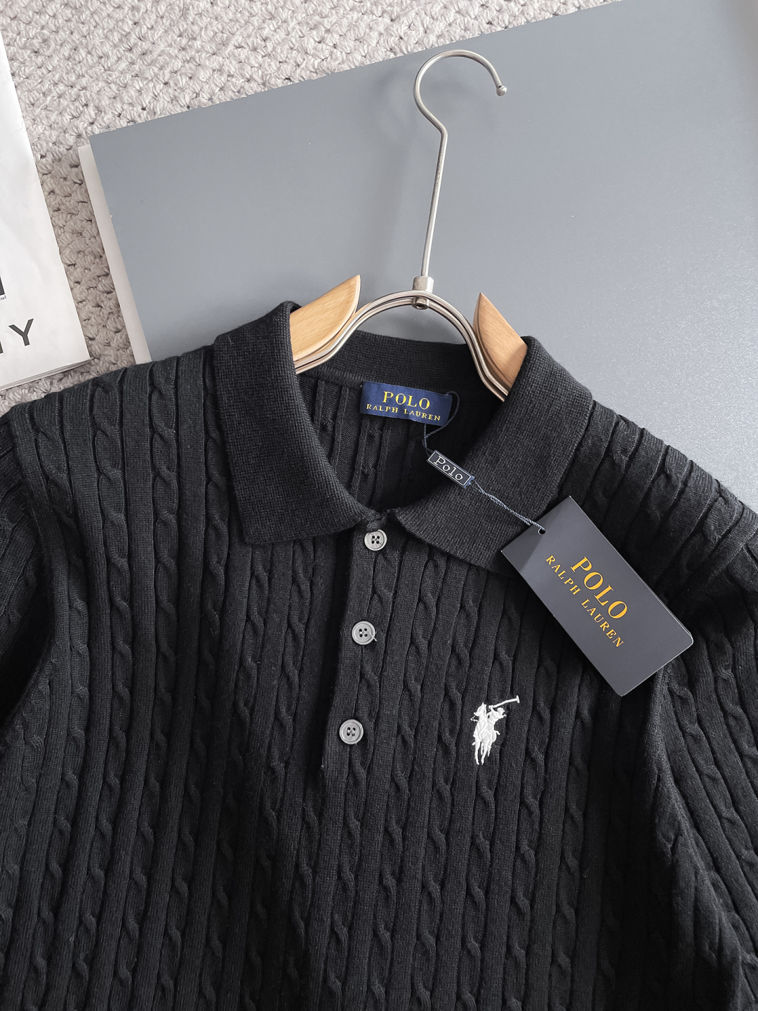 Polo Ralph Lauren Men's Black Cable-Knit Short-Sleeve Polo Shirt 3 cmp i1748623020320 6298 0 1