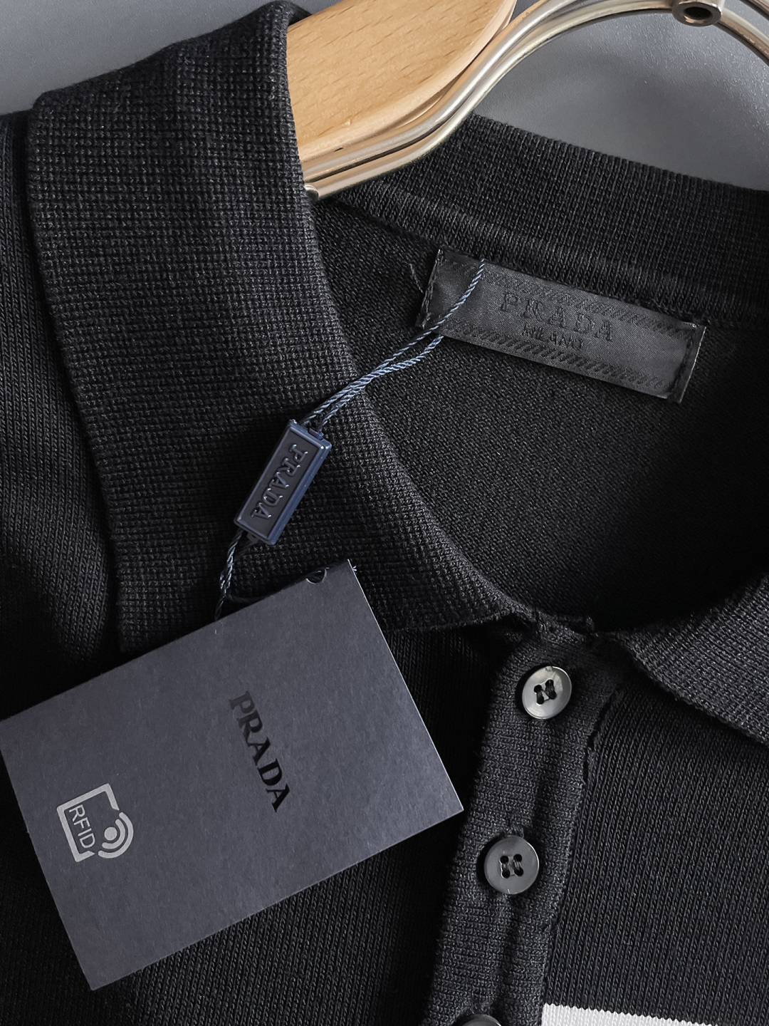 Prada Men's Black Polo Shirt With White Striped Accents - Spring 2025 5 cmp i1748623092315 5228 0 3