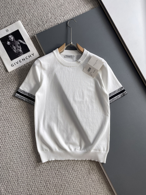 Dior Heren T-shirt - Elegante Gebreide Top met Korte Mouwen - Wit 1 Dior Heren T-shirt - Elegante Gebreide Top met Korte Mouwen - Wit
