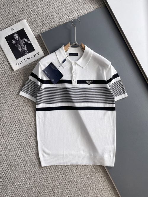 Prada Gebreide Polo met Strepen - Stijlvolle en Comfortabele Herenkleding 1 Prada Gebreide Polo met Strepen - Stijlvolle en Comfortabele Herenkleding