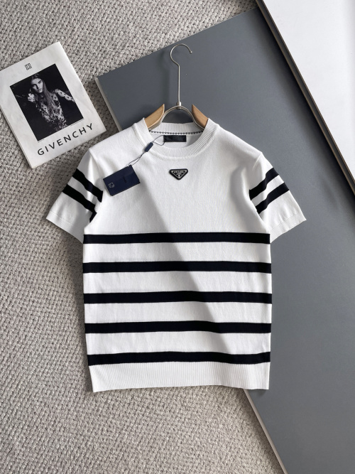 Prada Striped Knit T-Shirt - Short Sleeve, Round Neck, Casual & Stylish
