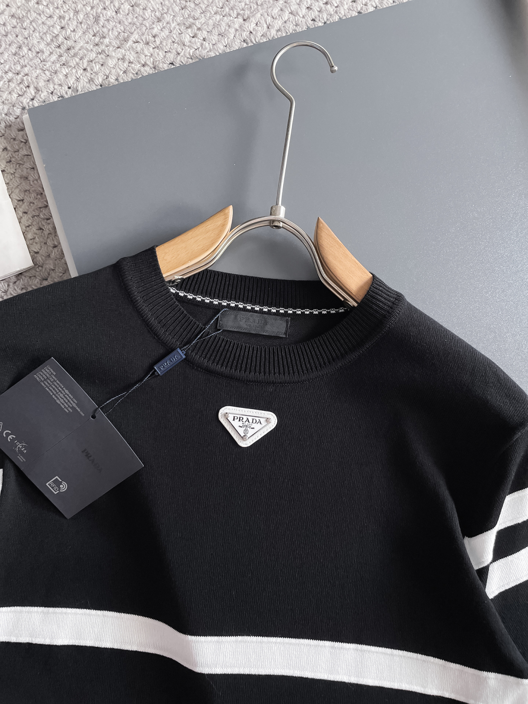 Prada Men's Striped Knit T-Shirt - Short Sleeve, Round Neck, Casual Fashion 3 cmp i1748623321119 180 0 1