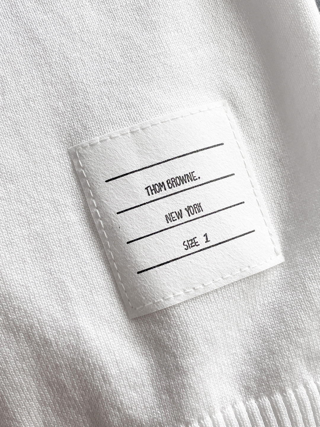 Thom Browne Men's White Short Sleeve Knitted T-Shirt with Striped Trim 7 cmp i1748623335068 2720 0 5
