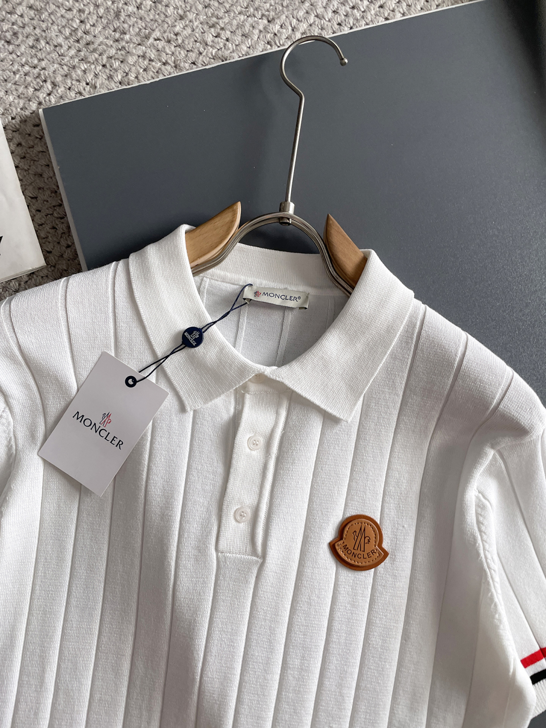 Moncler Men's Knitted Polo Shirt With Striped Sleeves - Modern Fit 3 cmp i1748623498715 5751 0 1