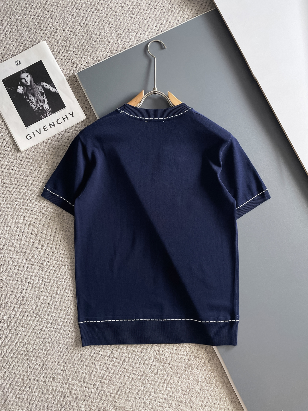 Fendi Men's Navy Blue Short Sleeve Knit T-Shirt with Logo Detail 10 cmp i1748623639657 9546 0 8