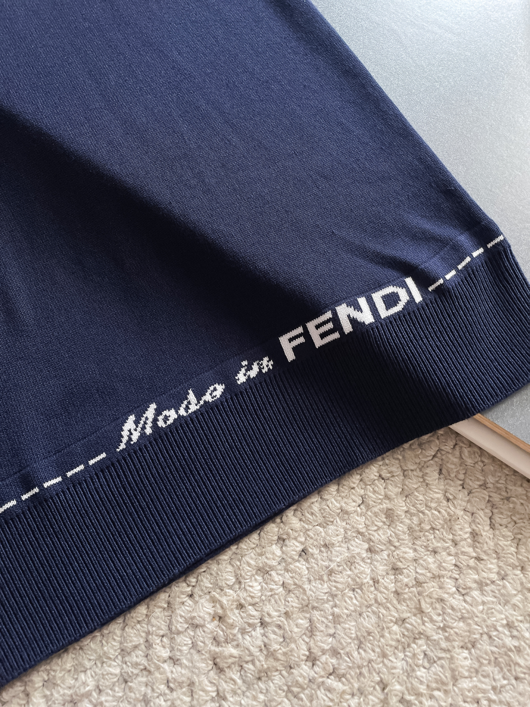 Fendi Men's Navy Blue Short Sleeve Knit T-Shirt with Logo Detail 7 cmp i1748623639658 690 0 5