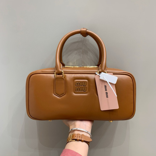 Miu Miu Arcadie Cognac Leather Bowling Bag - Chic & Versatile Design 14 Miu Miu Arcadie Cognac Leather Bowling Bag - Chic & Versatile Design