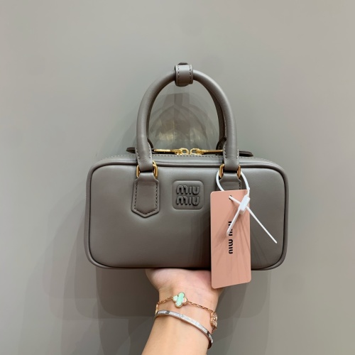 Miu Miu Arcadie Bowling Bag Gray Leather Gold Hardware, 19x10x5cm 18 Miu Miu Arcadie Bowling Bag Gray Leather Gold Hardware, 19x10x5cm