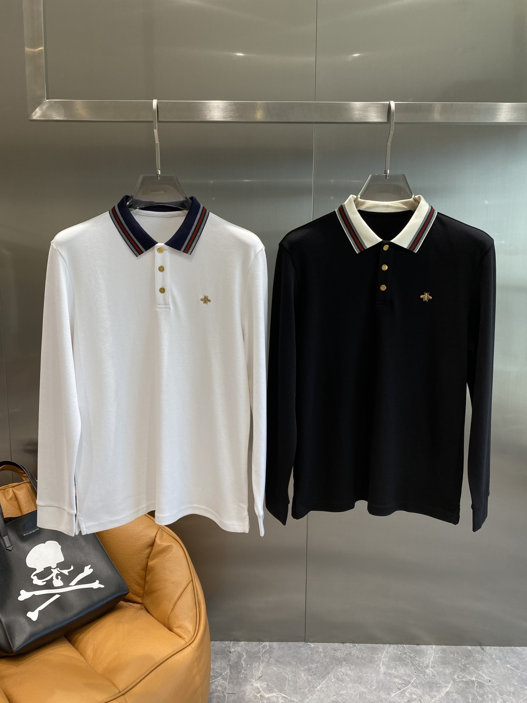 《𝙉𝙚𝙬🖤🤍古家》2025男士商务休闲纯色翻领长袖POLO衫#客供进口100%珠地棉面料，甄选上等长绒棉