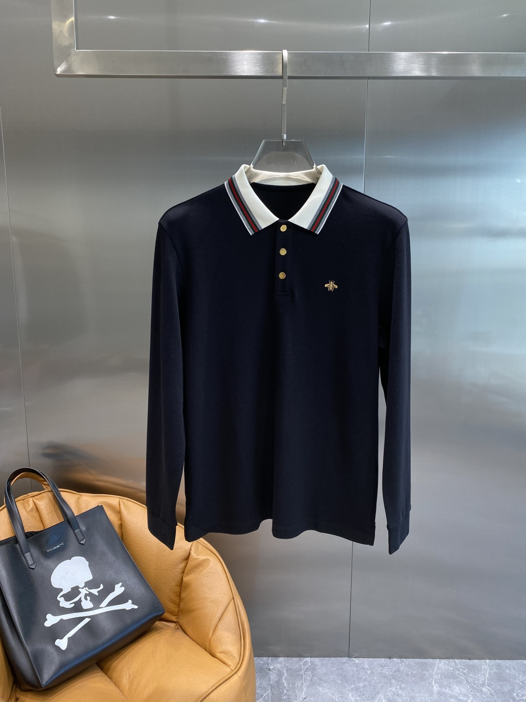 《𝙉𝙚𝙬🖤🤍古家》2025男士商务休闲纯色翻领长袖POLO衫#客供进口100%珠地棉面料，甄选上等长绒棉