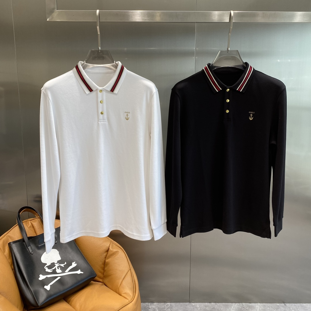 《𝙉𝙚𝙬🖤🤍古家》2025男士商务休闲纯色翻领长袖POLO衫#客供进口100%珠地棉面料，甄选上等长绒棉