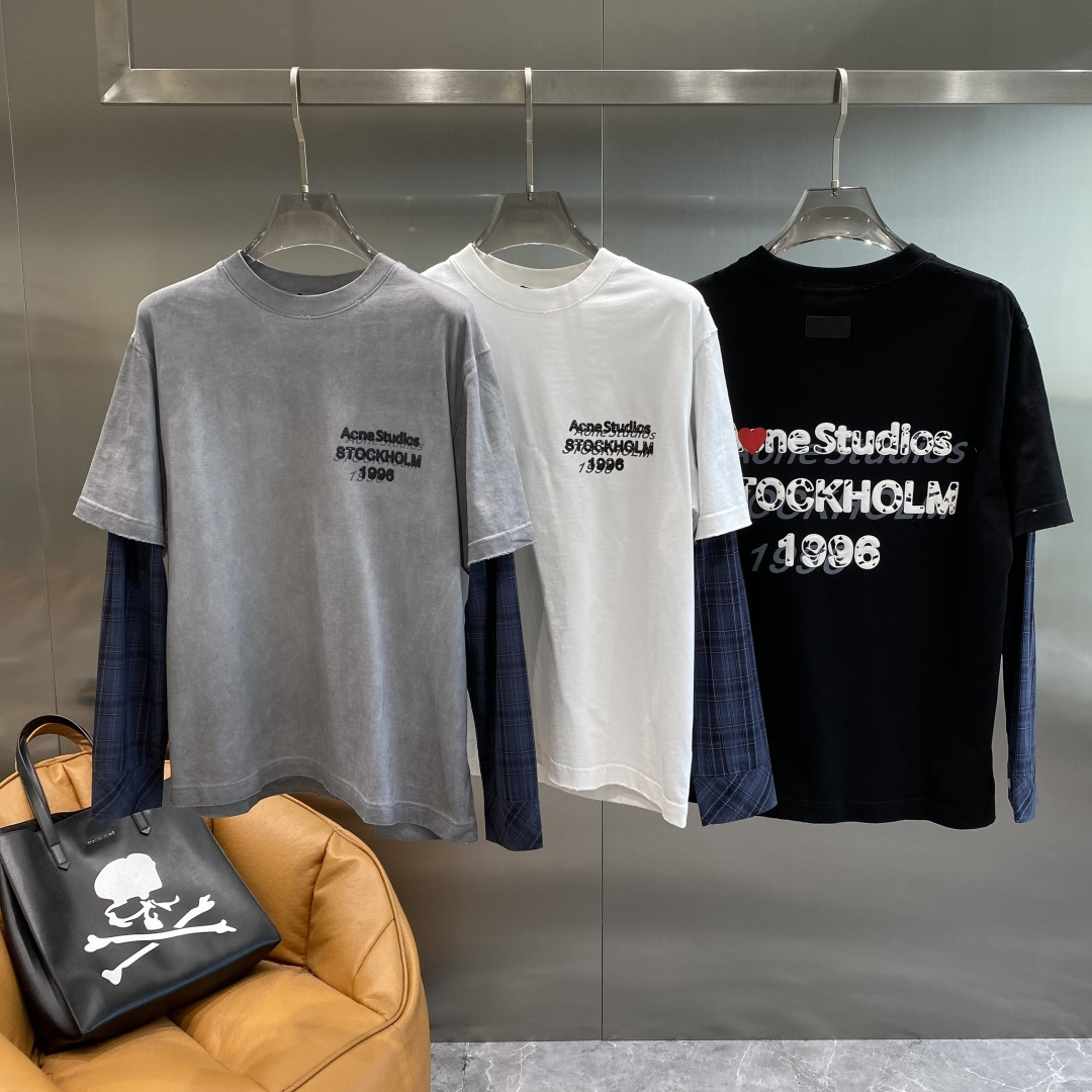 《𝙉𝙚𝙬🤍🖤Acne家》2025ss长袖t恤 定制全棉双纱紧密爽滑面料，布面干净，布纹清晰，手感非常细腻