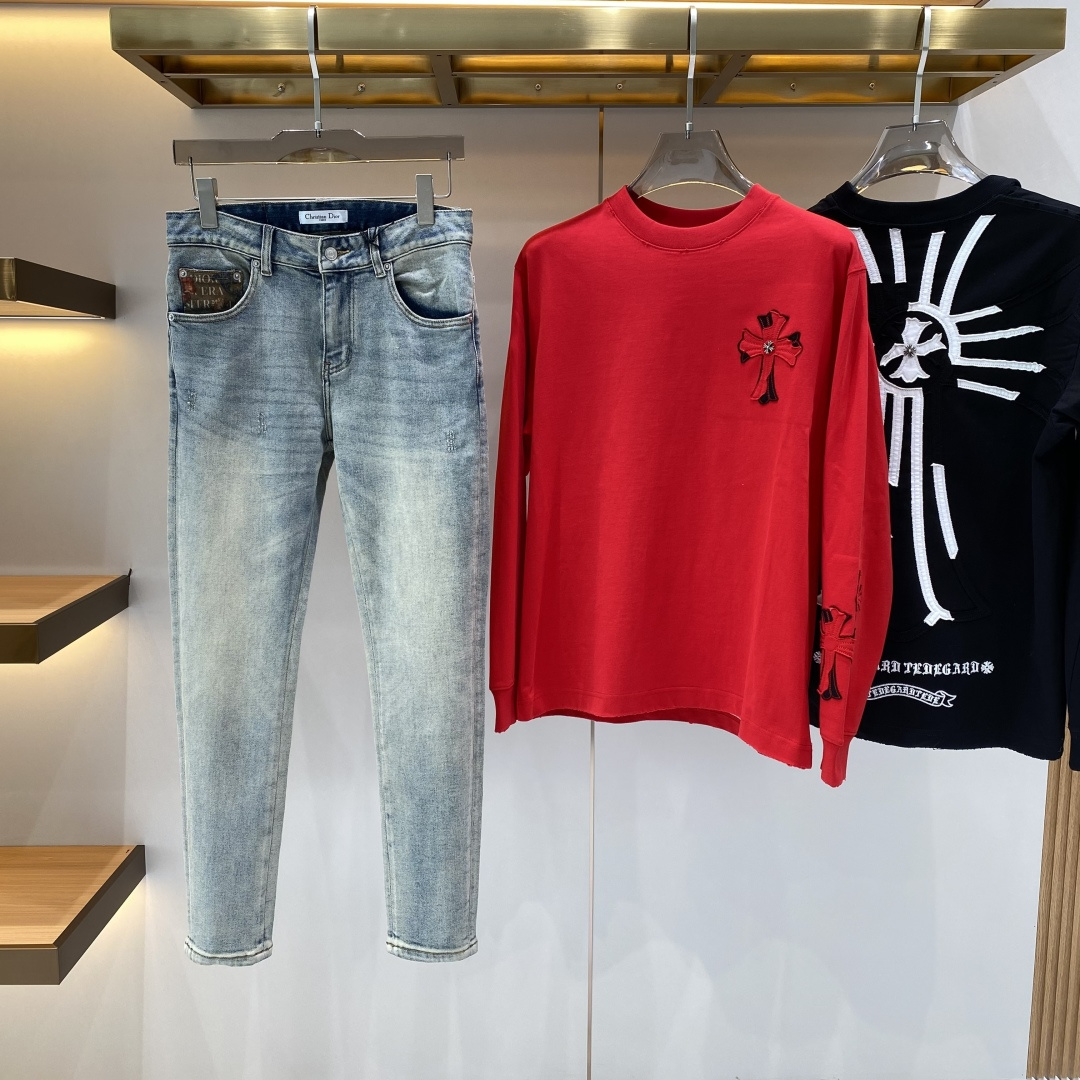 《𝙉𝙚𝙬🖤❤️迪家》2026春款重工水洗休闲牛仔裤，进口原版水洗弹力面料，舒适有弹性，独特设计，版型超正
