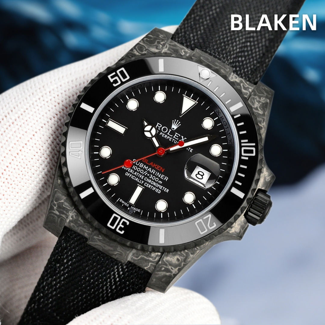 NO:819644,BLAKEN carbon fiber modified Rolex Submariner | A personal choice for watch players. When the classic Rolex Submariner meets BLAKEN modified aesthetics, the wrist trend will be revolutionized. The SUB carbon fiber composite watch case is ultra-light configuration!  Say goodbye to the feeling of pressure on the wrist, and there is no constraint in daily wear; Equipped with an integrated Dandong movement, accurate travel time and durability are always online; The Velcro portable strap is suitable for sports, commuting, and going out on the street; Multiple color schemes can be freely matched, and each piece is a unique symbol of personality. It has both the classic heritage of Rolex and the pioneering attitude of modified watches. It is a low-key and eye-catching existence in the watch circle. #Rolex #Submariner #BLAKEN #WatchMod  #CustomWatch,,tom ford,rolex19860909BLAKEN 碳纤维改装劳力士水鬼 | 玩表人的个性选择 当经典劳力士潜航者遇上 BLAKEN 改装美学,腕间潮流就此革新. SUB碳纤维复合表壳超轻配置！告别压腕感,日常佩戴毫无束缚； 搭载一体丹东机芯坐镇,精准走时与耐用性始终在线； 魔术贴便携式表带,佩戴状态,运动、通勤、出街都适配； 多元配色方案自由搭配,每一块都是独一无二的个性符号, 既有劳力士的经典底蕴,又有改装表的先锋态度, 是玩表圈里低调又吸睛的存在. #Rolex #Submariner #BLAKEN #WatchMod #CustomWatch,,tom ford,rolex,Watch