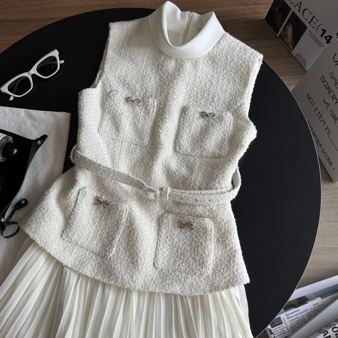 Elegant Two-Piece Sleeveless Tweed and Chiffon Pleated Midi Dress 3 cmp i1748797862670 1312 0 1