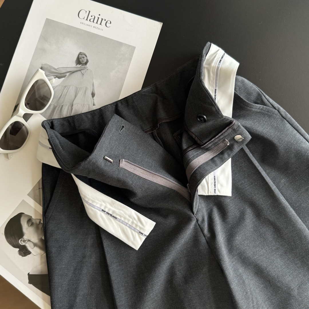 Women's Gray Wide Leg Pants with White Magnetic Waistband - Elegant Casual Style 4 cmp i1757953868727 8446 0 2