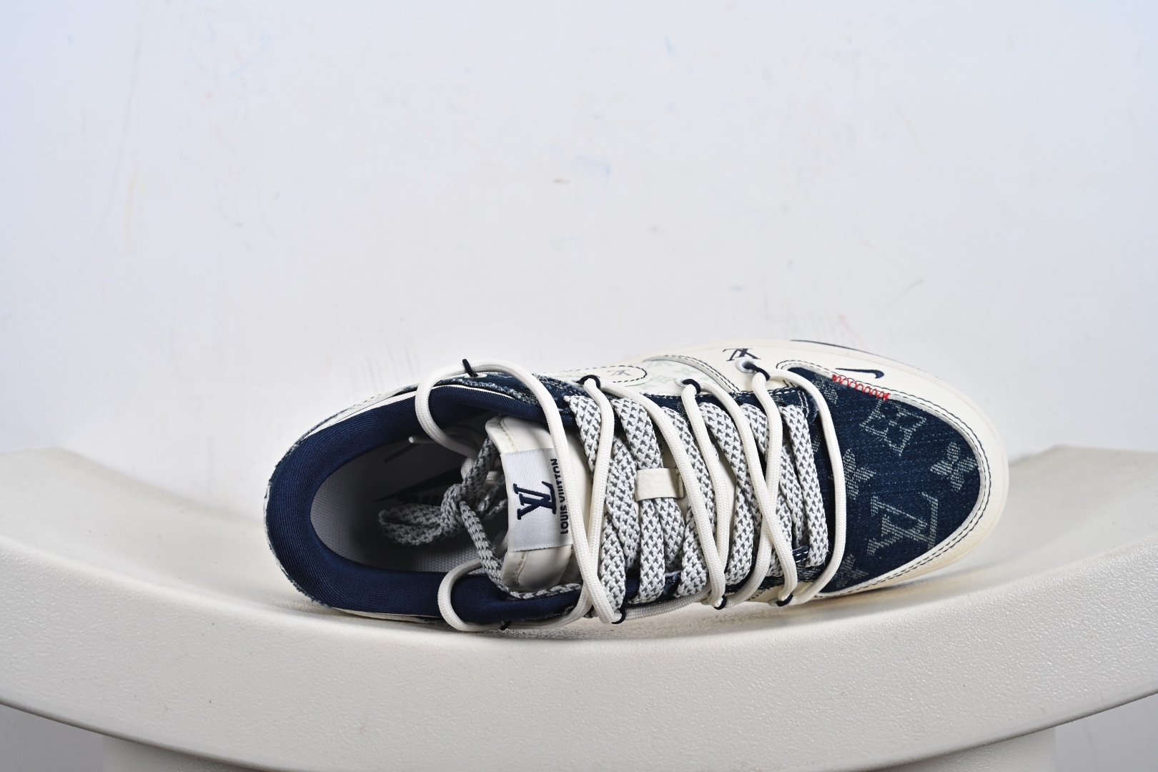定制版 Nike SB Dunk Low LV联名 蓝暗花抽绳 周年高端定制 低帮休闲板鞋 YX5066-376