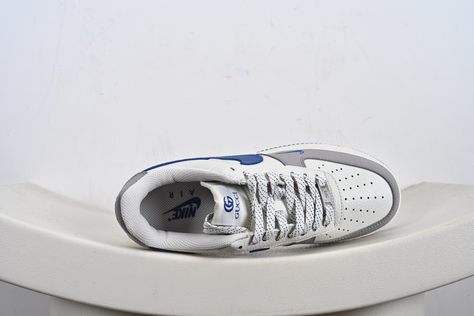 定制版 Gucci x Nike Air Force 1 Low 古驰古奇 x 耐克 空军一号 低帮 联名灰白蓝 休闲运动板鞋 KX2532-502