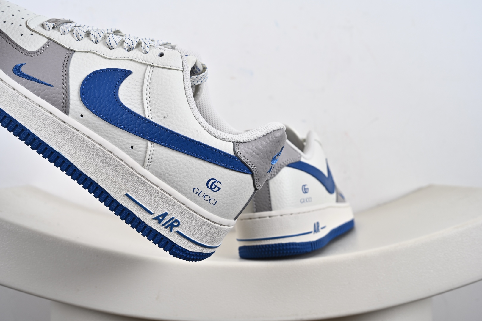 定制版 Gucci x Nike Air Force 1 Low 古驰古奇 x 耐克 空军一号 低帮 联名灰白蓝 休闲运动板鞋 KX2532-502