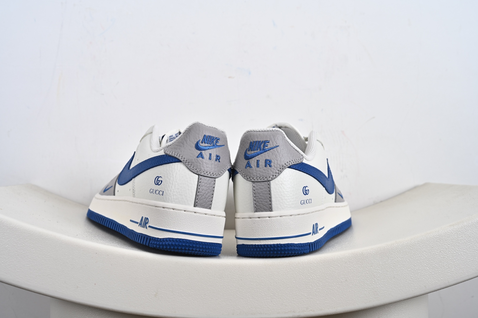 定制版 Gucci x Nike Air Force 1 Low 古驰古奇 x 耐克 空军一号 低帮 联名灰白蓝 休闲运动板鞋 KX2532-502