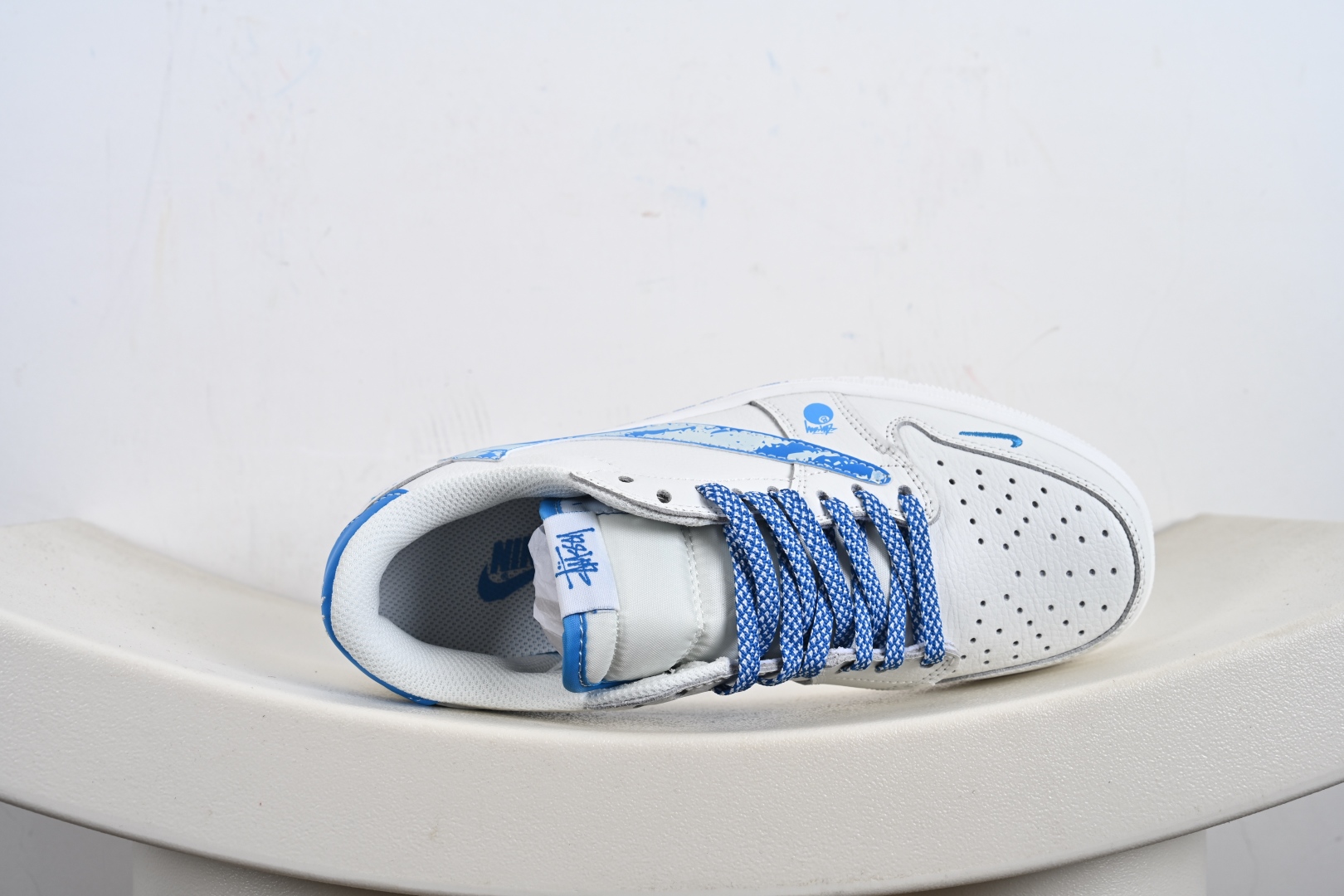 260 定制版 Travis Scott x Fragment Design x Air Jordan 1 Low OG SP AJ1 乔1 斯图西联名 冰山蓝 低帮文化休闲板鞋 DZ5899-007