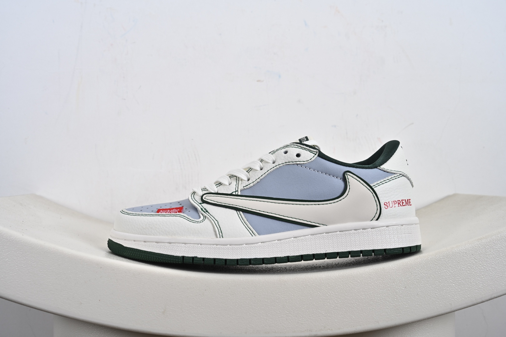 定制版Supreme x Travis Scott x Air Jordan 1 Low Sup x AJ1 低帮 白蓝绿倒钩 JW1188-149
