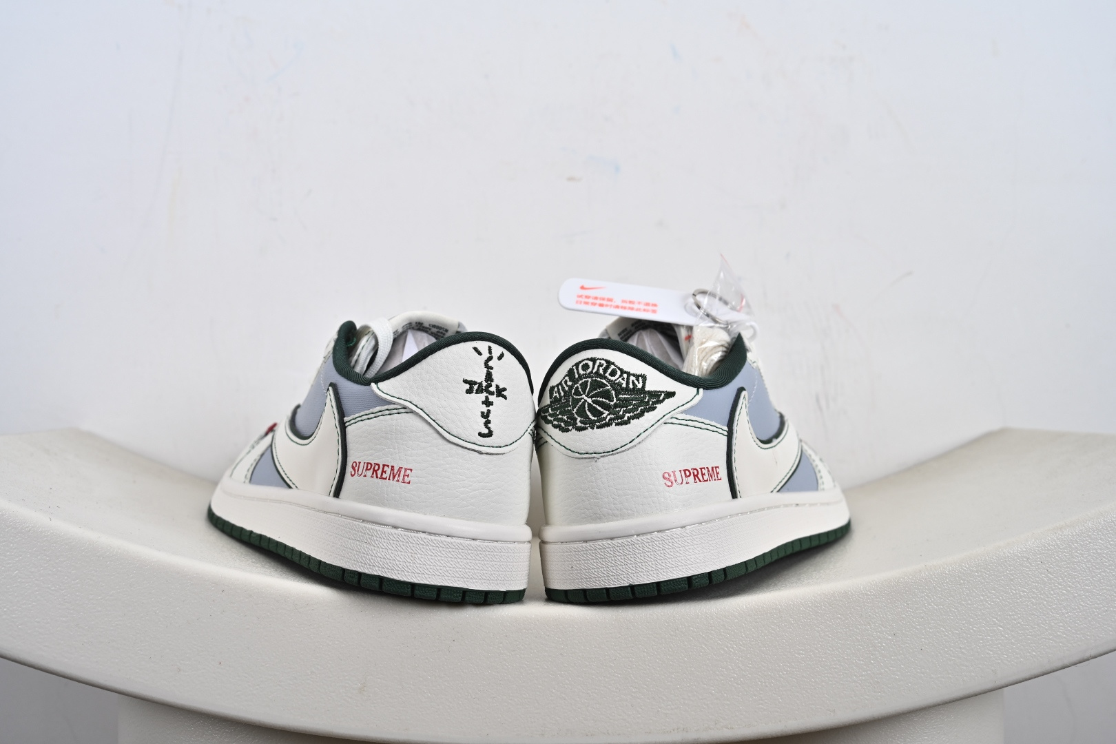 定制版Supreme x Travis Scott x Air Jordan 1 Low Sup x AJ1 低帮 白蓝绿倒钩 JW1188-149
