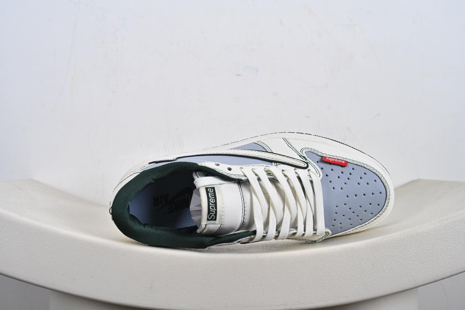 定制版Supreme x Travis Scott x Air Jordan 1 Low Sup x AJ1 低帮 白蓝绿倒钩 JW1188-149