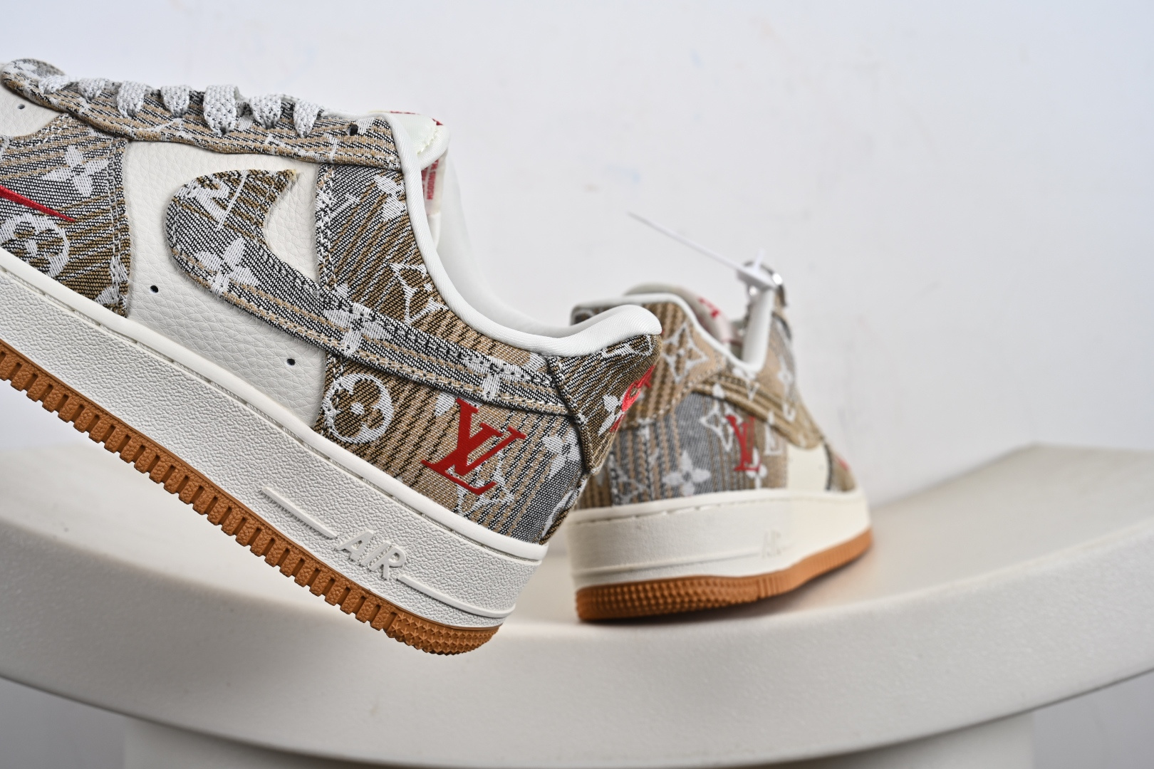 定制版Nike Air Force 1'07 Low LV联名 灰棕花布 空军一号低帮休闲板鞋 DF0188-076