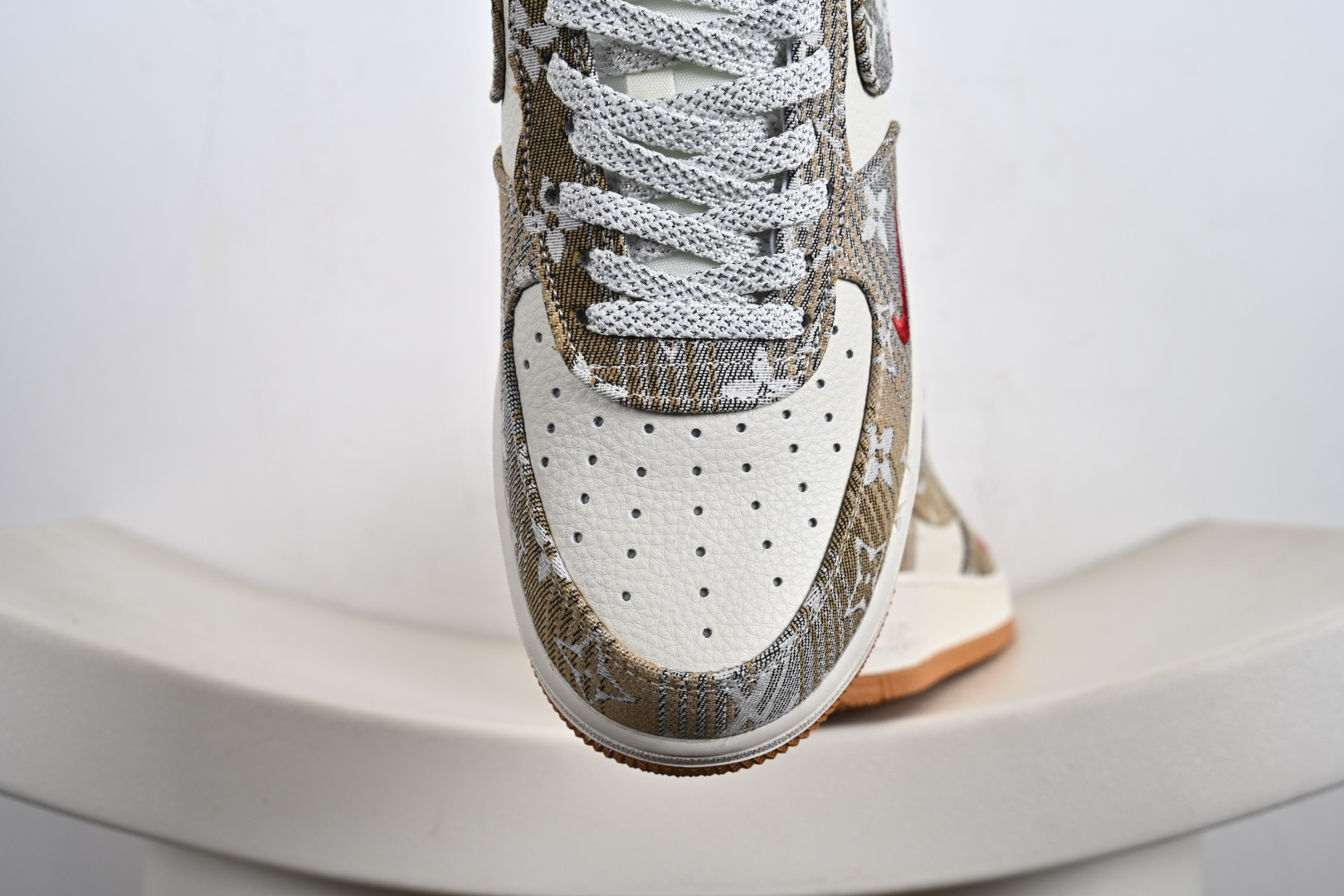 定制版Nike Air Force 1'07 Low LV联名 灰棕花布 空军一号低帮休闲板鞋 DF0188-076