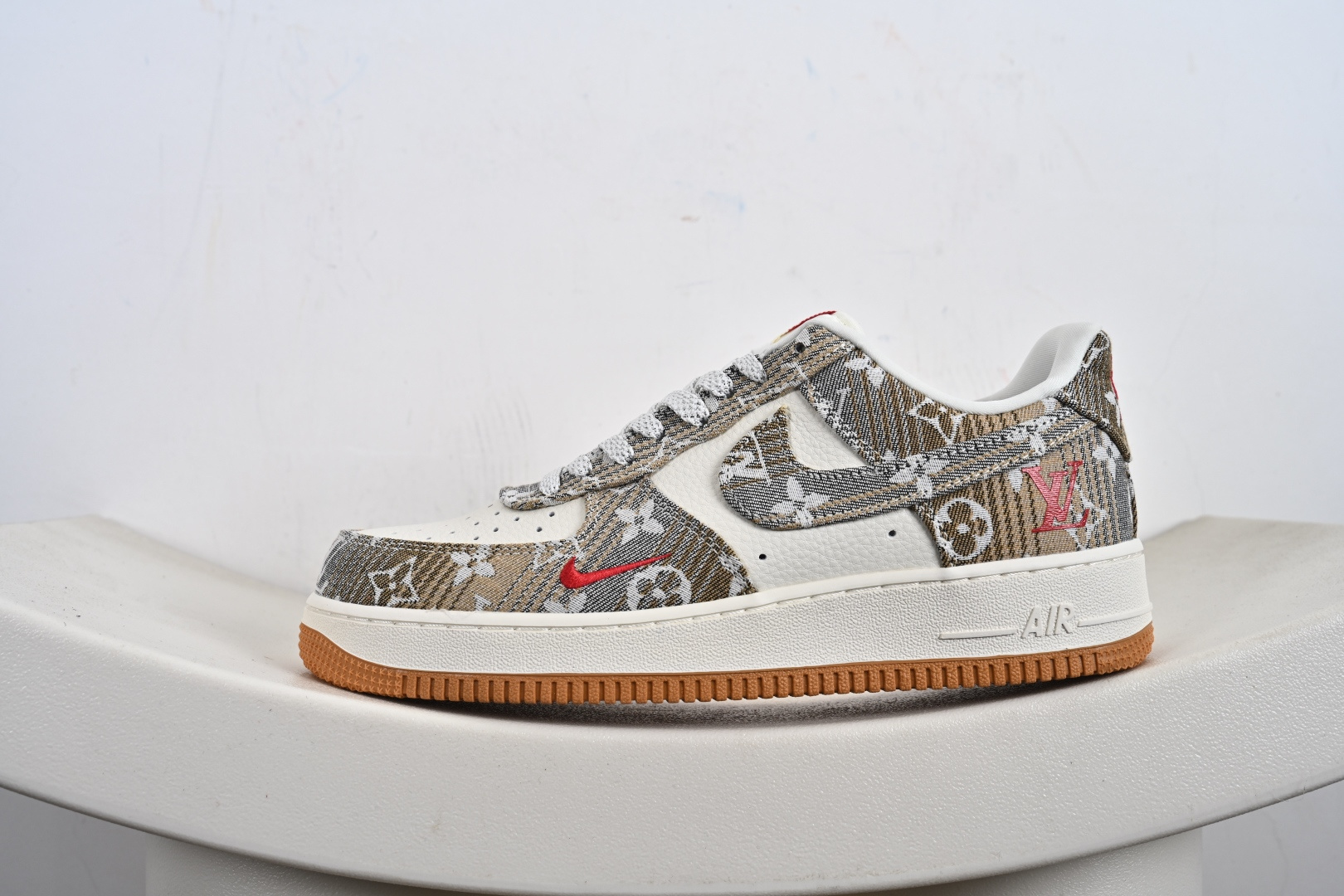 定制版Nike Air Force 1'07 Low LV联名 灰棕花布 空军一号低帮休闲板鞋 DF0188-076