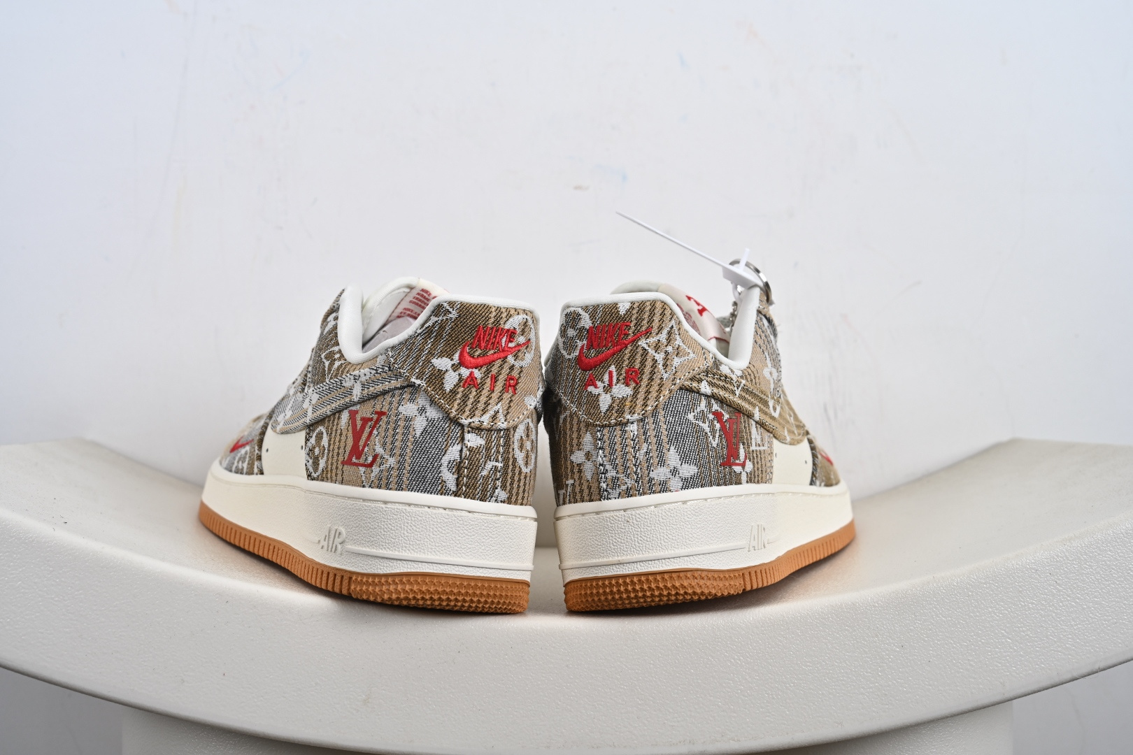 定制版Nike Air Force 1'07 Low LV联名 灰棕花布 空军一号低帮休闲板鞋 DF0188-076