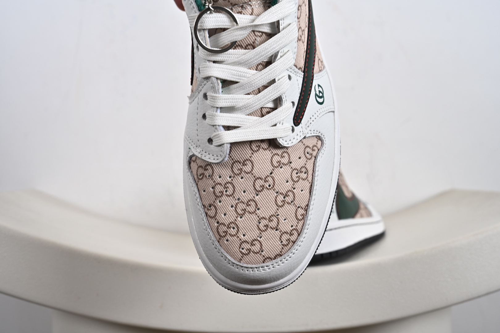 定制版Gucci x Travis Scott x Air Jordan 1 Low 古驰古奇 x AJ1 低帮 白绿帆布倒钩 DZ5899-003