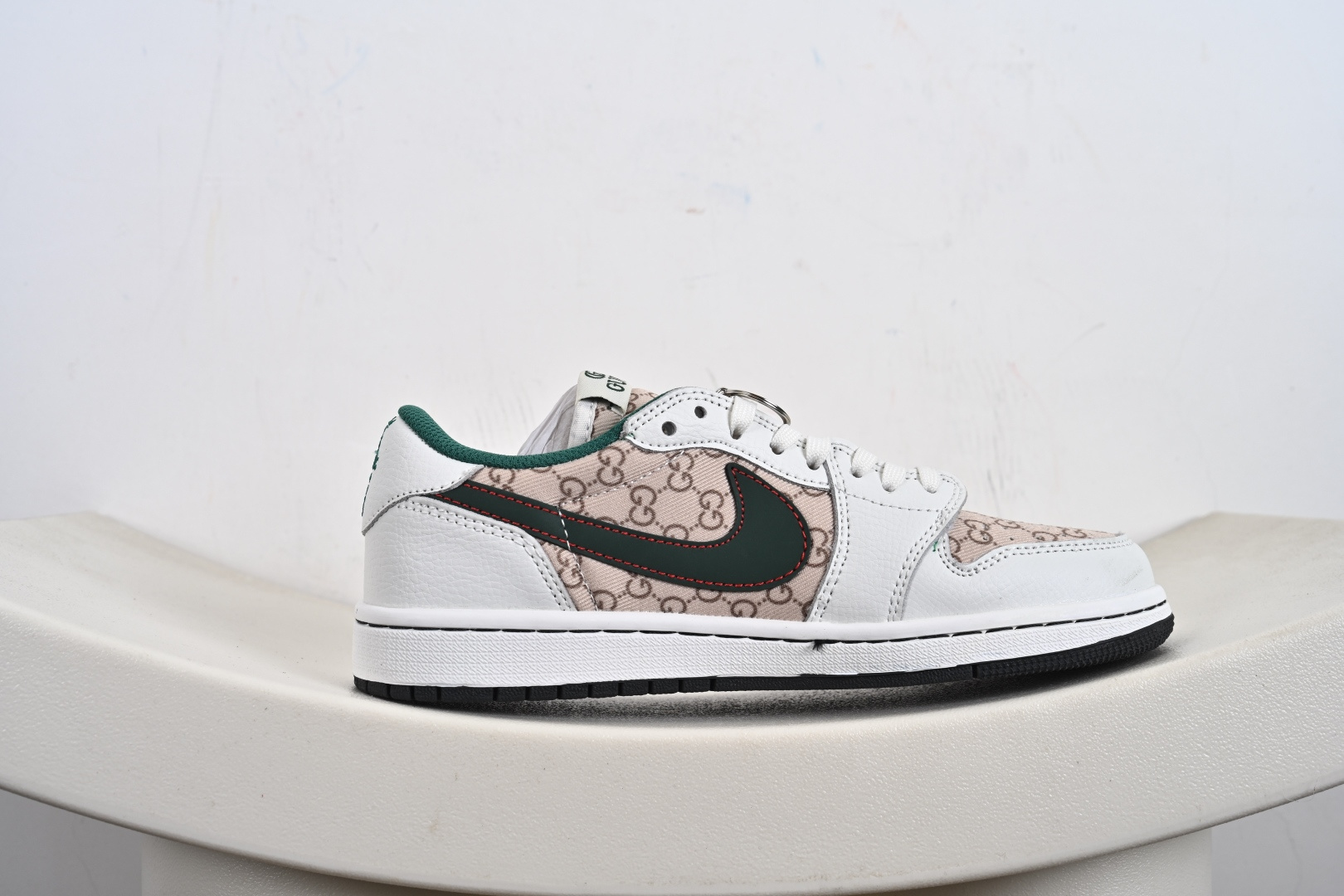 定制版Gucci x Travis Scott x Air Jordan 1 Low 古驰古奇 x AJ1 低帮 白绿帆布倒钩 DZ5899-003