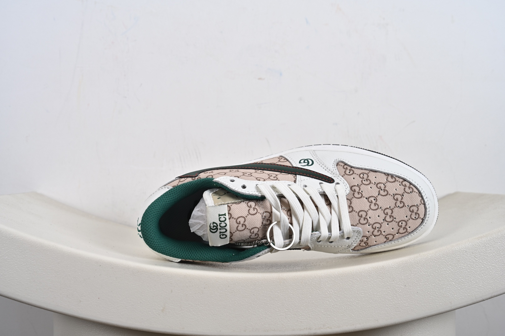 定制版Gucci x Travis Scott x Air Jordan 1 Low 古驰古奇 x AJ1 低帮 白绿帆布倒钩 DZ5899-003