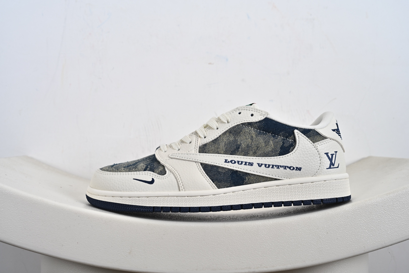 高端定制 Travis Scott x Jordan 1 Low LV联名-白青牛仔 LD2028-044