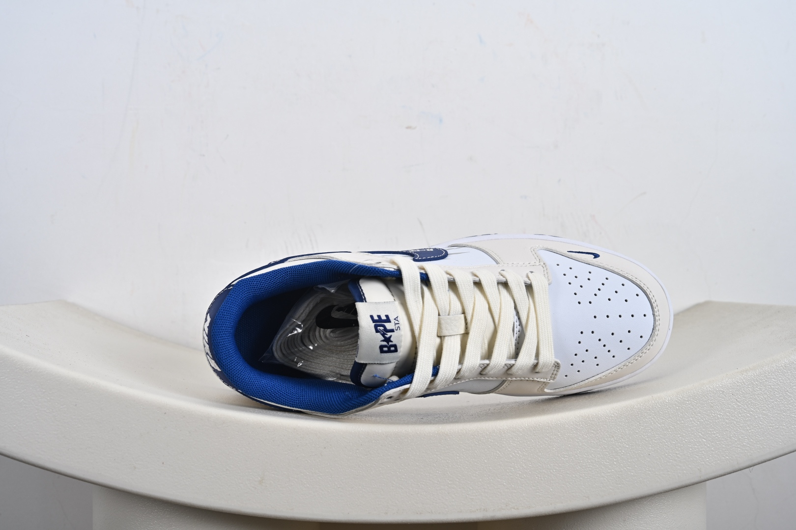 定制版Bape x NK Dunk SB Low Bpae猿人头 x 耐克 SB 低帮 联名米白蓝 XF8698-206