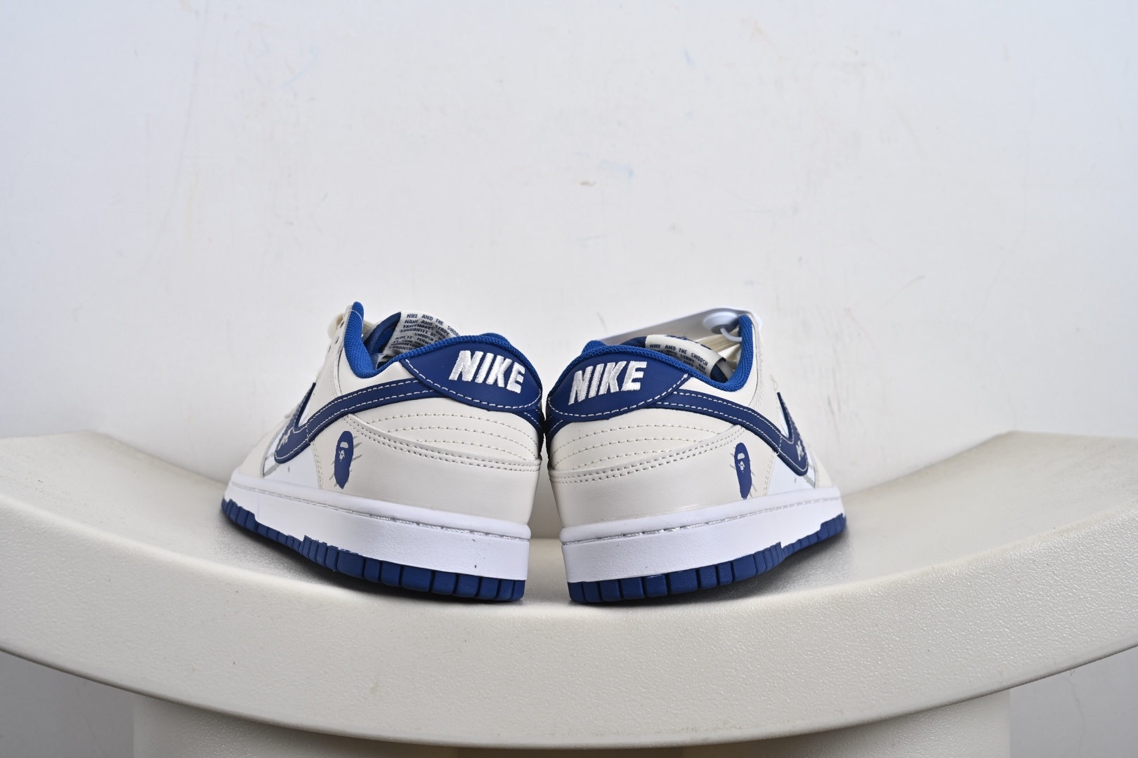 定制版Bape x NK Dunk SB Low Bpae猿人头 x 耐克 SB 低帮 联名米白蓝 XF8698-206