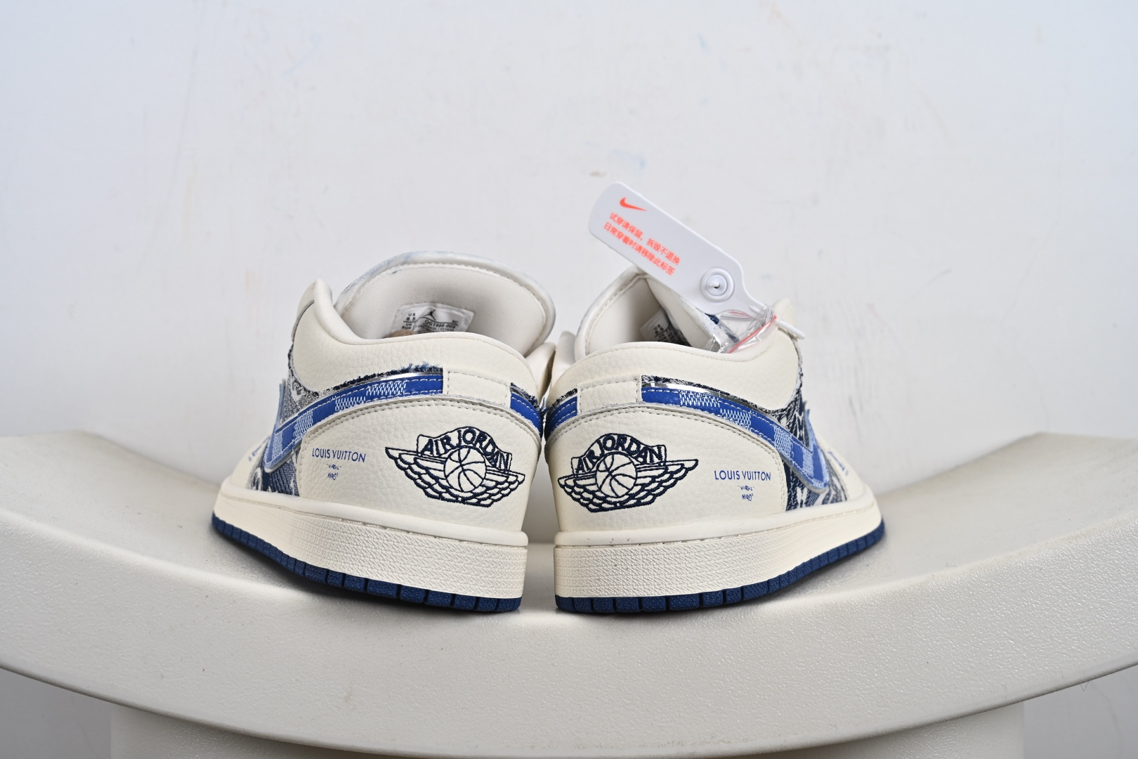高端定制Air Jordan 1 Low AJ1 乔1 “LV路易威登联名---白蓝帆布印花”高端定制 低帮复古篮球鞋 QG1988-009