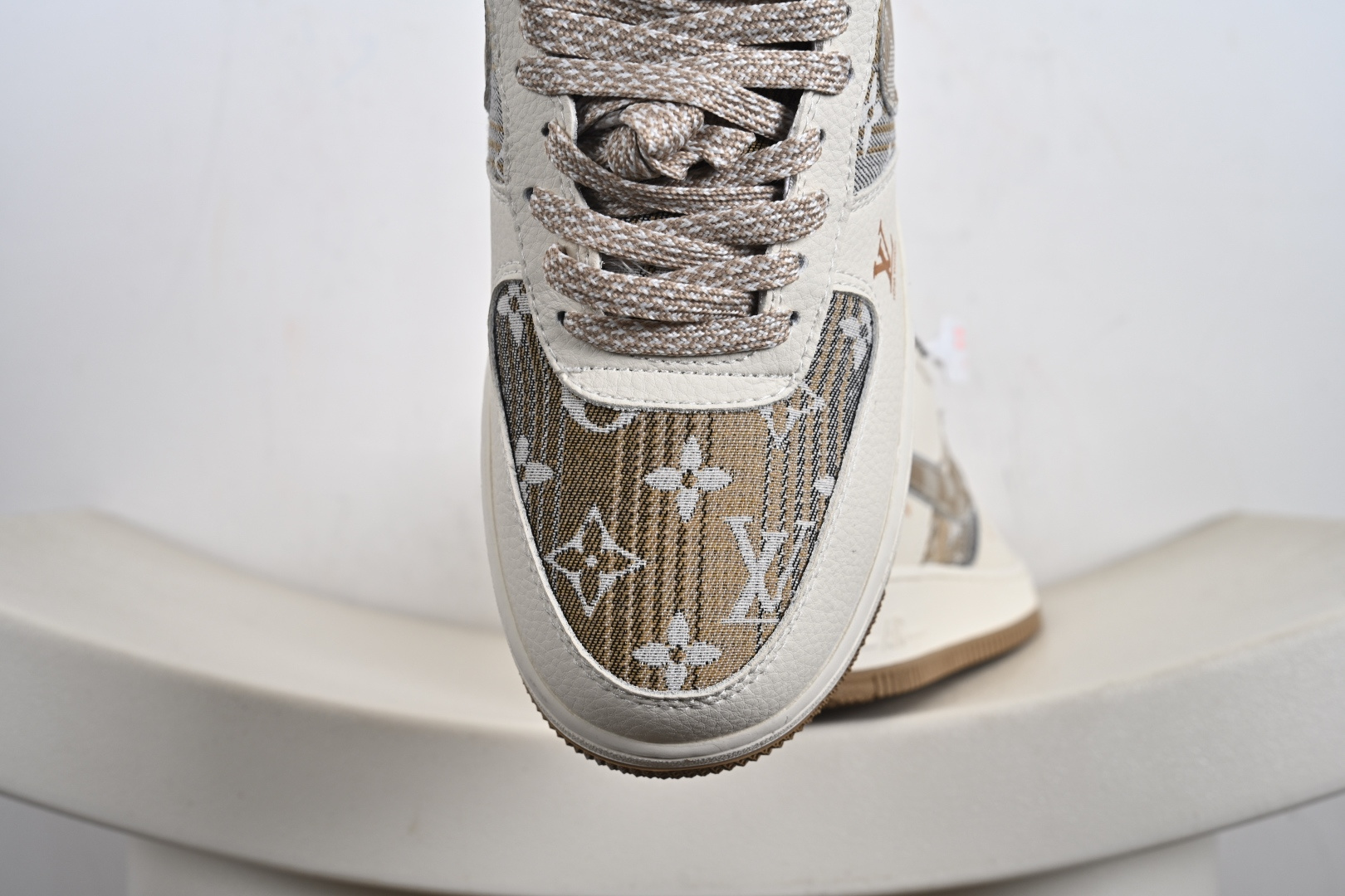 高端定制Nike Air Force 1 '07 Low “路易威登LV联名--- 米白黄帆布印花” 高端定制 低帮休闲板鞋 XL1979-107