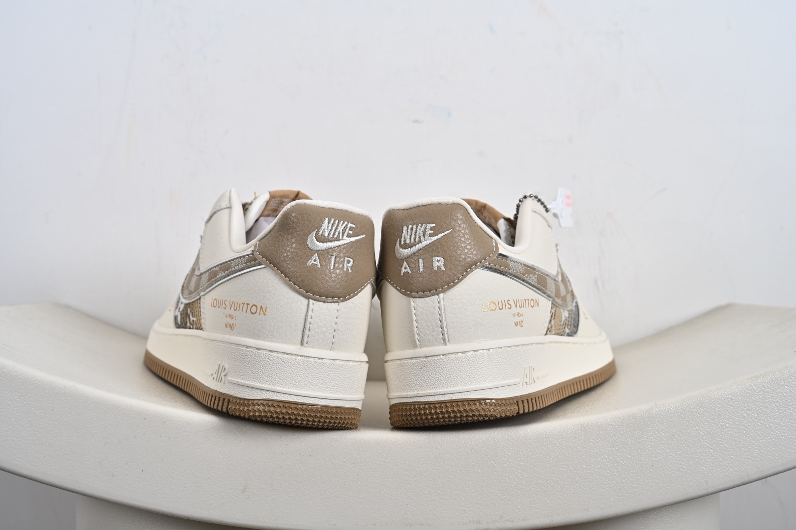 高端定制Nike Air Force 1 '07 Low “路易威登LV联名--- 米白黄帆布印花” 高端定制 低帮休闲板鞋 XL1979-107