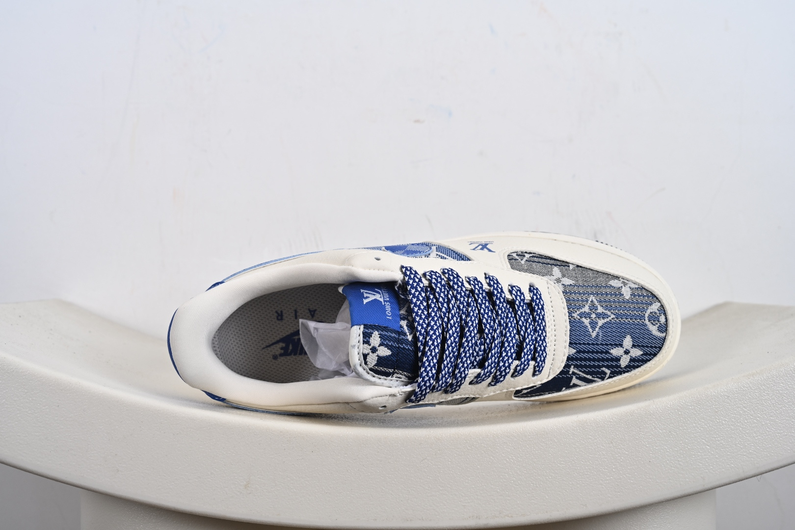 高端定制Nike Air Force 1 '07 Low “路易威登LV联名--- 米白蓝帆布印花” 高端定制 低帮休闲板鞋 XL1979-106