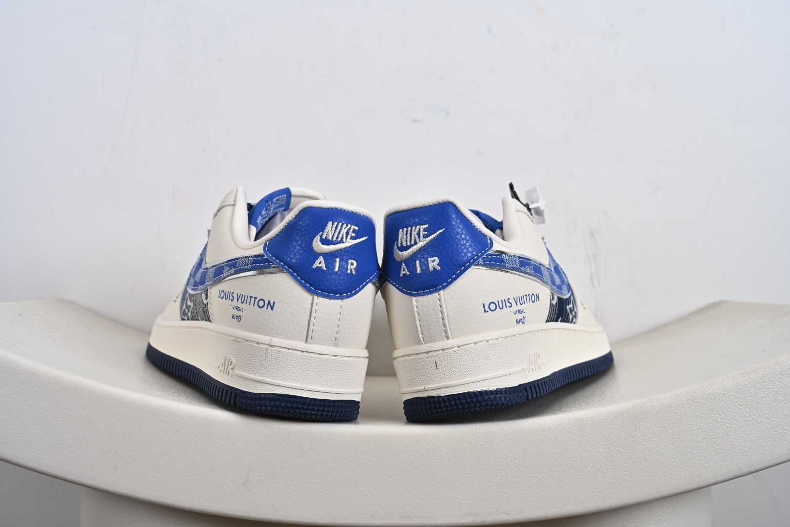 高端定制Nike Air Force 1 '07 Low “路易威登LV联名--- 米白蓝帆布印花” 高端定制 低帮休闲板鞋 XL1979-106