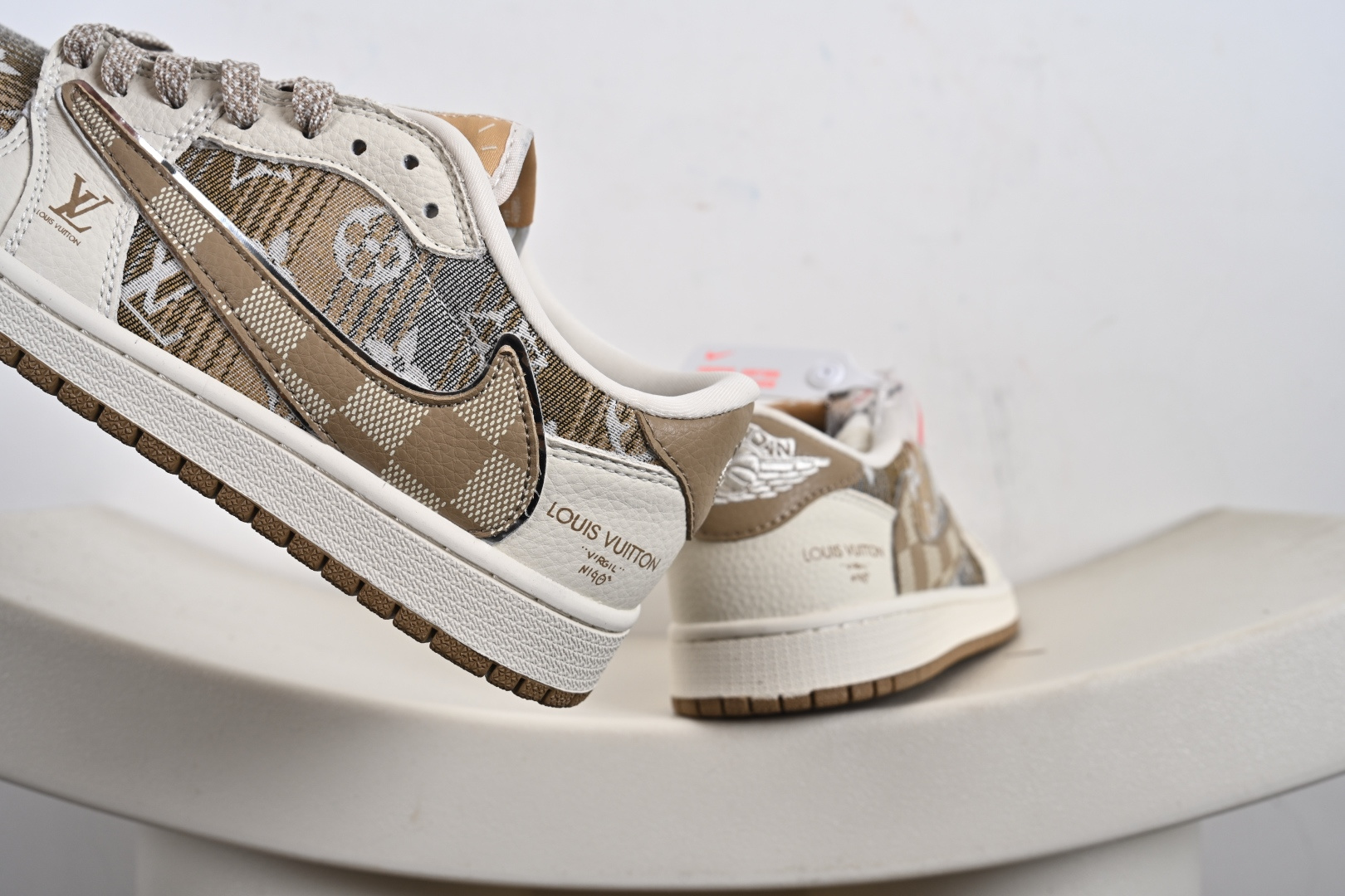 Travis Scott x Fragment Design x Jordan Air Jordan 1 Low OG SP “路易威登LV联名---米白黄LV帆布印花” XS2025-065