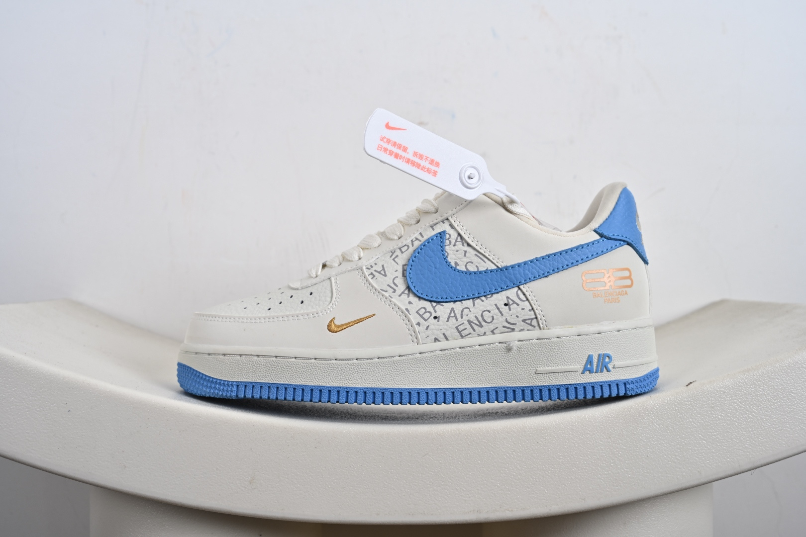 240 NK Air Force 1'07 Low 巴黎世家联名 白蓝金 空军一号低帮休闲板鞋 YF9511-803
