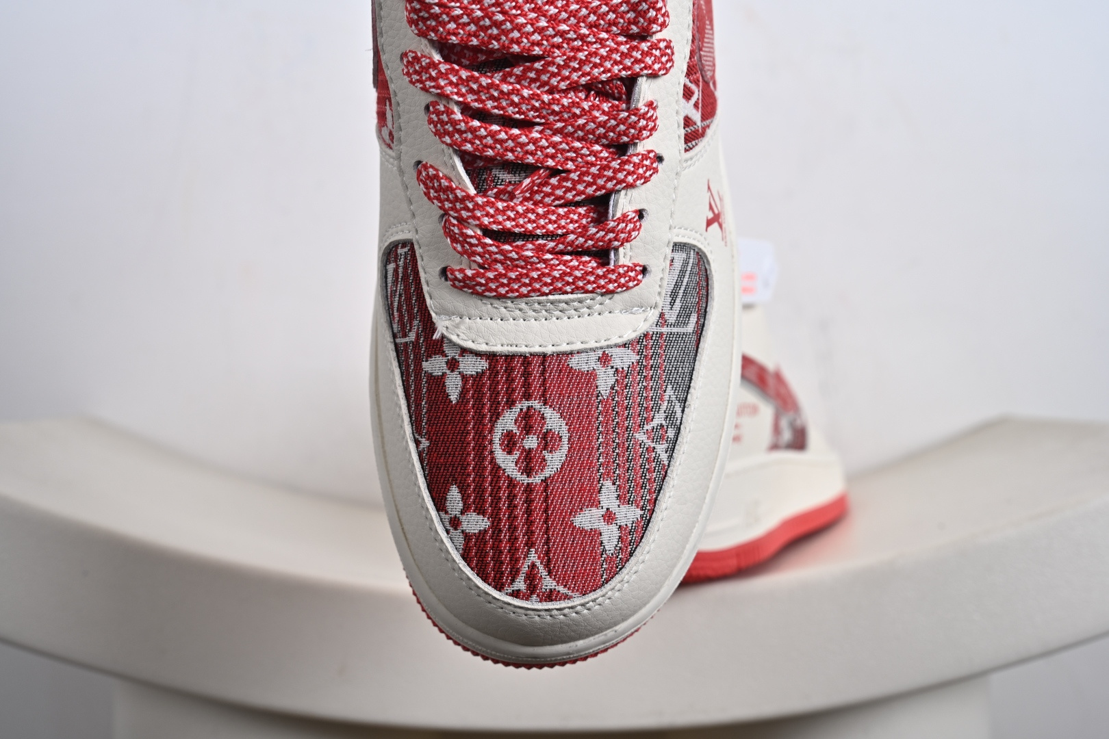 240 高端定制Nike Air Force 1 '07 Low “路易威登LV联名--- 白红帆布印花” 高端定制 低帮休闲板鞋 XL1979-109