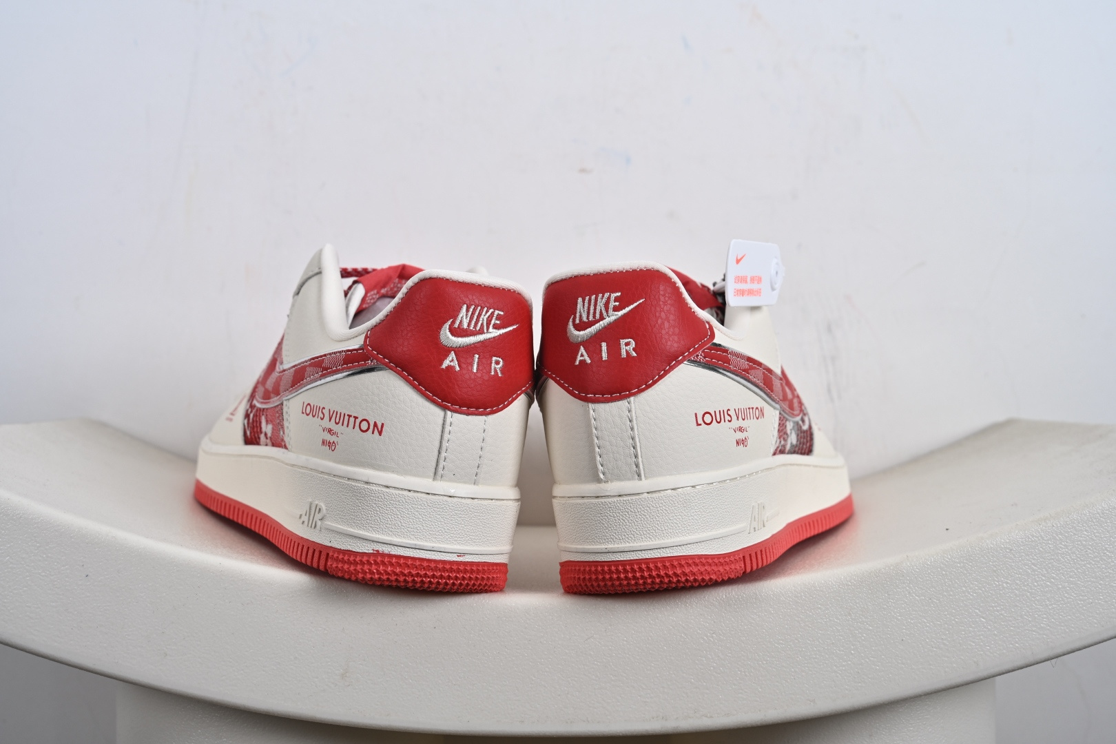 240 高端定制Nike Air Force 1 '07 Low “路易威登LV联名--- 白红帆布印花” 高端定制 低帮休闲板鞋 XL1979-109