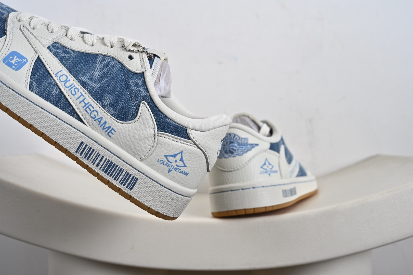 Travis Scott x Fragment Design x Air Jordan 1 Low SP AJ1 乔1 LV联名 白蓝牛仔 低帮文化休闲板鞋 SC0601-053