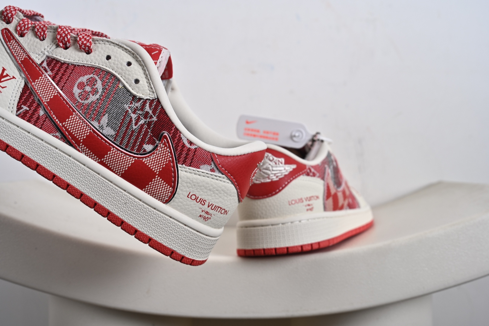 Travis Scott x Fragment Design x Jordan Air Jordan 1 Low SP “路易威登LV联名---奶白红帆布LV印花” XS2025-067